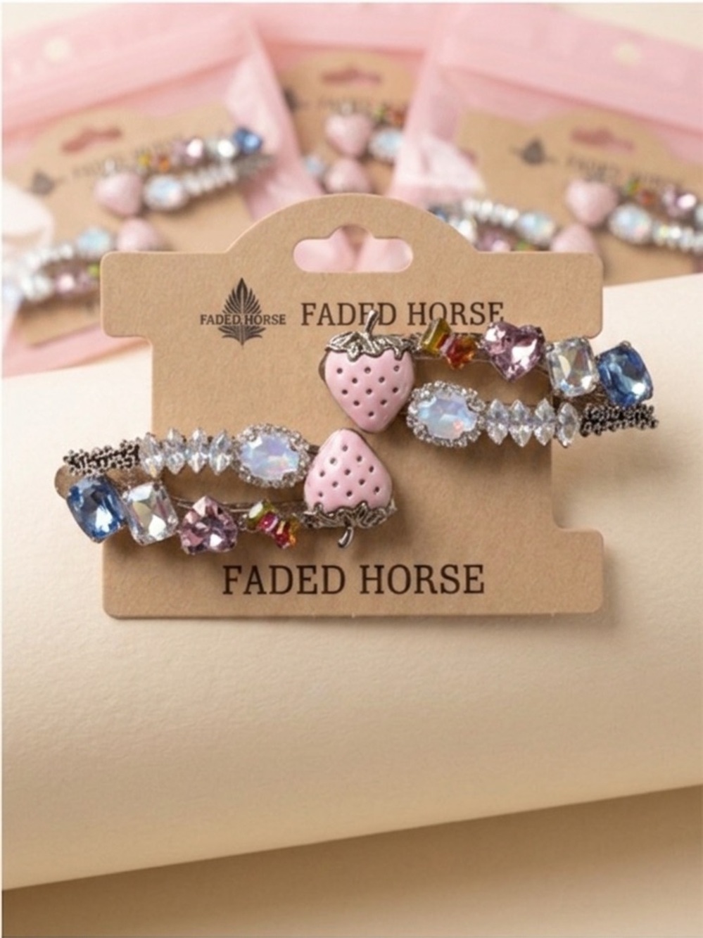 Iridescent strawberry 🍓 Crystal Hair Clips -